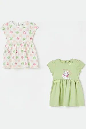 Lifestyle Girls Pack Of 2 Graphic Printed Gathered Cotton Fit & Flare Dress