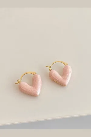 Krelin Gold Plated Heart Shaped Anti Allergy Hoop Earrings