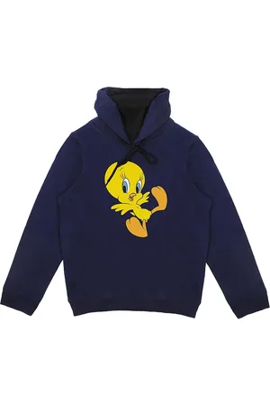 LOONEY TUNES Boys Navy Blue Printed Hooded Sweatshirt