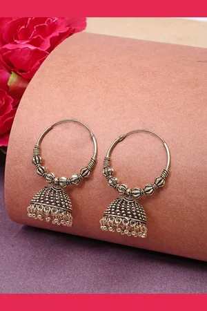 Anouk Women Set of 2 Gold Plated Oxidised Contemporary Jhumka Earrings