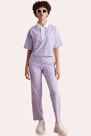Muvazo Women Geometric Printed Custom Straight Fit Cotton Trousers