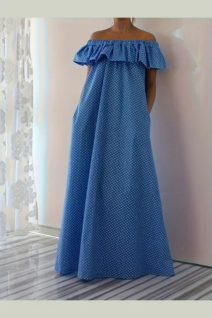 all about you Polka Dot Print Off-Shoulder A-Line Dress