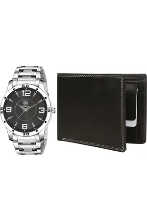 MARKQUES Men Silver-Toned & Black Solid Leather Accessory Gift Set