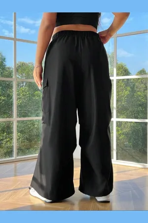 Broadstar Women High-Rise Loose Fit Cargo Track Pants