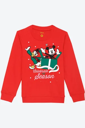 YK Girls Red Christmas Minnie & Daisy Printed Sweatshirt
