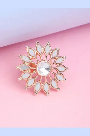 Anouk Rose Gold Plated Stone Studded Finger Ring