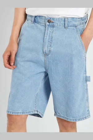 KIABI Men Mid-Rise Cotton Washed Denim Shorts