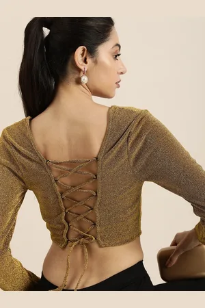 Moda Rapido Square Neck Shimmer Styled Back Crop Top