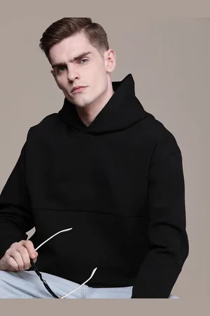 Calvin Klein Brand Logo Debossed Knitted Hooded Comfort Fit Sweatshirt