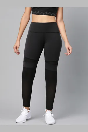 Reebok Women Black Supply Lux 2.0 Mesh Panelled Training Tights