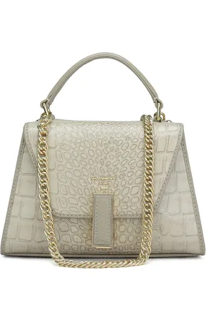 Da Milano Leather Structured Satchel with Quilted