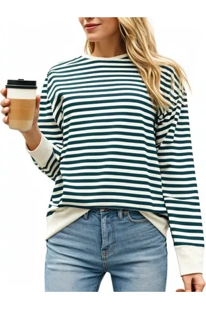 DressBerry Women Striped Extended Sleeves Pockets T-shirt