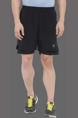 HRX Men Solid Double Layered Regular Fit Sports Shorts
