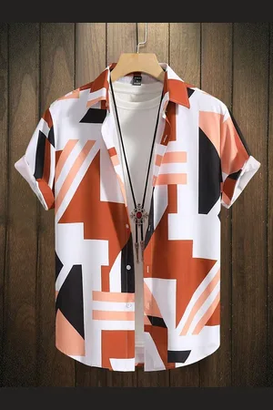 Metronaut Men Standard Fit Spread Collar Abstract Printed Elastane Casual Shirt