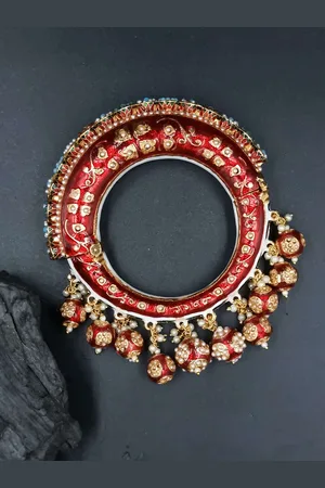 Anouk Gold Plated Pearl Studded Ethnic Rajasthani Bangles