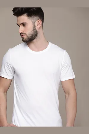 Calvin Klein Men White Solid Round Neck Lounge T-shirt