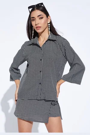 DEPANO Checked Three-Quarter Sleeves Shirt With Skirt