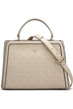 Da Milano Women Brand Logo Printed Structured Leather Handheld Bag