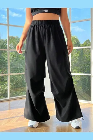 Broadstar Women High-Rise Loose Fit Cargo Track Pants