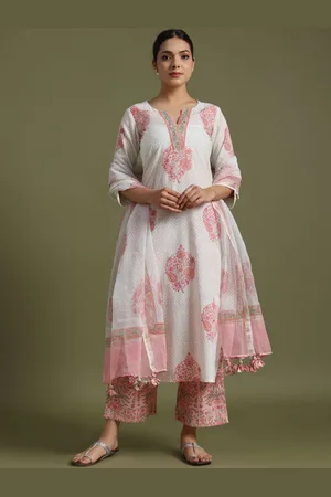 Jaipur Women Printed Regular Gotta Patti Pure Cotton Kurta with Trousers & With Dupatta