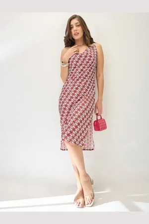 Globus Print Cowl Neck Sheath Midi Dress