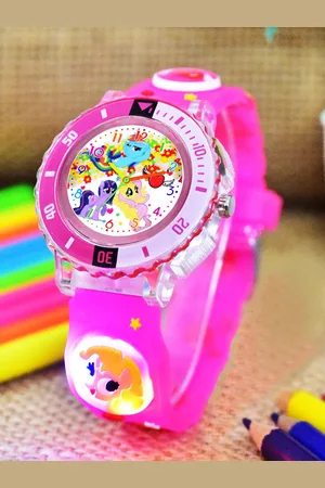 Shocknshop Girls Patterned Dial & Straps Analogue Watch 334 Barbie DarkPink
