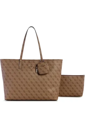 Guess Printed PU Structured Tote Bag with Cut Work