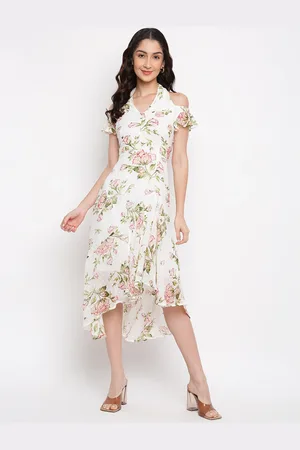 Latin Quarters Women White Floral Midi Dress