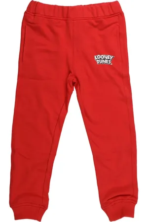 LOONEY TUNES Boys Red Solid Straight-Fit Joggers
