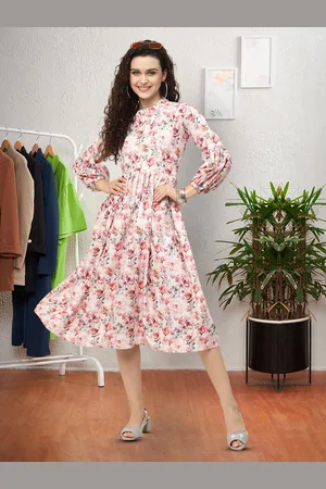 Moda Rapido Floral Print Applique Fit & Flare Dress