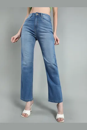 Chemistry Women Straight Fit High-Rise Low Distress Light Fade Stretchable Jeans