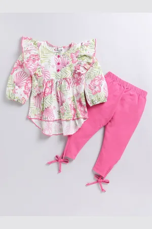 BAESD Girls Printed Pure Cotton Top With Leggings