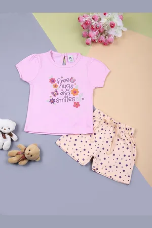 V-Mart Infant Printed Round Neck Cotton Top With Shorts