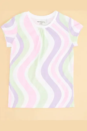 Pantaloons Girls Abstract Printed Round Neck Cotton T-shirt