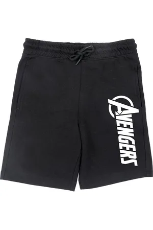 Wear Your Mind Boys Black Avengers Graphic Printed Regular-Fit Shorts