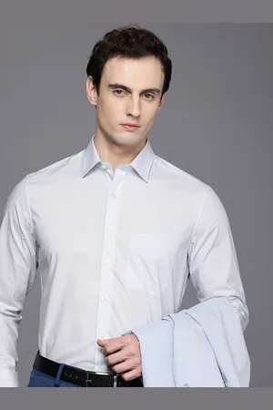 Louis Philippe Slim Fit Geometric Printed Pure Cotton Formal Shirt