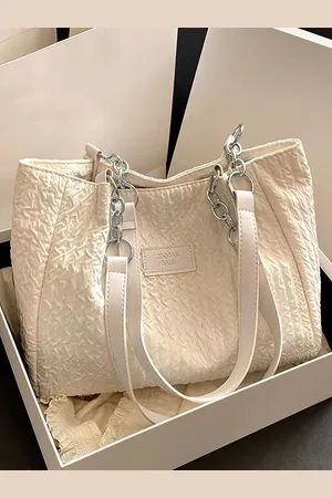 Stylecast White Textured Structured Shoulder Bag