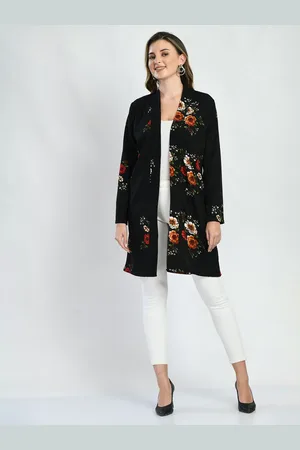IUGA Women Floral Printed Longline Open Front Shrug