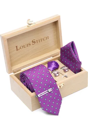 LOUIS STITCH Men Printed Silk Necktie Accessory Gift Set