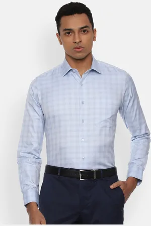 Van Heusen Men Blue Slim Fit Checked Formal Shirt