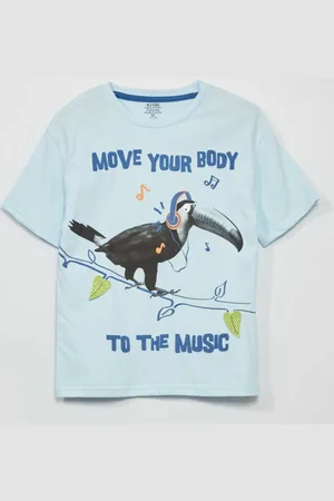 KIABI Boys Sports Graphic Printed Pure Cotton T-shirt