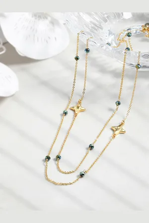 Accessorize London 14K Gold Plated Long Beaded Necklace