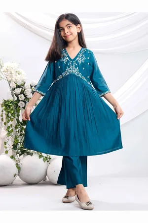 misbis Girls Embroidered Regular Sequinned Kurti with Palazzos & With Dupatta