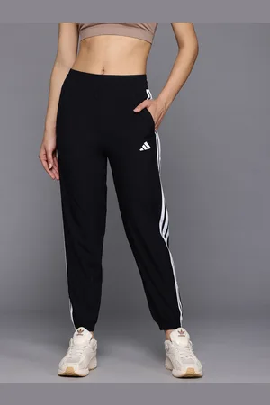 adidas Women Striped Mid-Rise Clima-Cool Tapered Leg Training Joggers