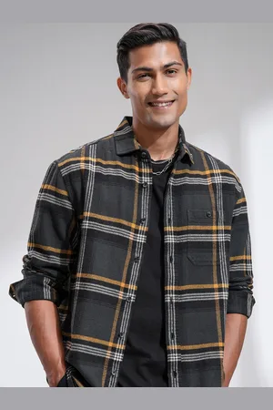 Highlander Men Flannel Oxford Textured Checked Relaxed Overshirt