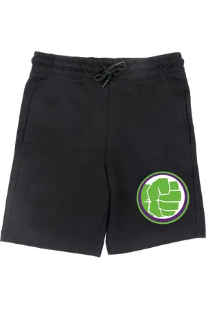 Wear Your Mind Boys Black Regular Fit Superhero Printed Hulk Cotton Shorts