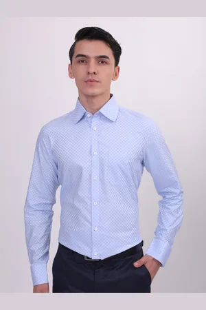 LOUIS STITCH Comfort Micro Checks Spread Collar Cotton Formal Shirt