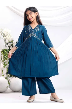 misbis Girls Embroidered Regular Sequinned Kurta with Palazzos & With Dupatta