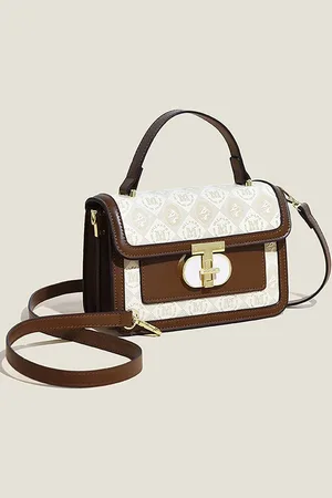 Styli Brown Printed Structured Handheld Bag