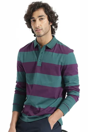 RARE RABBIT Men Karen Colourblocked Polo Collar Slim Fit Cotton T-Shirt